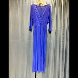 Long Sleeve Floor Length Royal Blue Stretch Maternity Dress